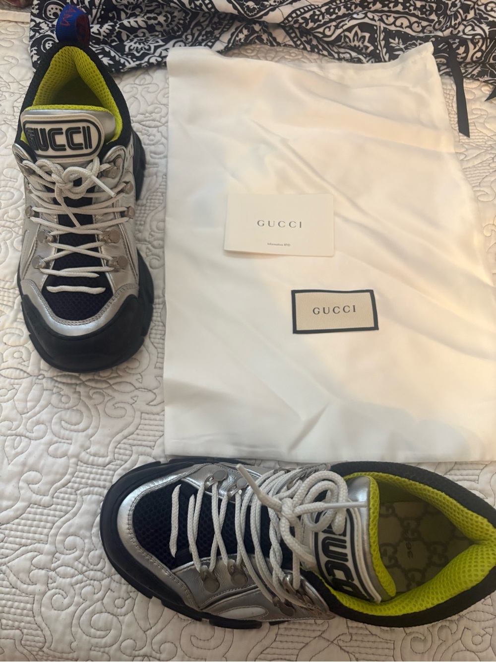 Gucci flashstrek Sneakers - Black, Silver with dust bags only  L6.5